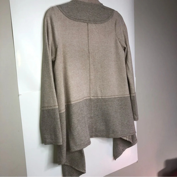 Ivy Open Front Cardigan Sweater XS Oatmeal Tan Beige Patchwork Soft Waterfall - Picture 11 of 11